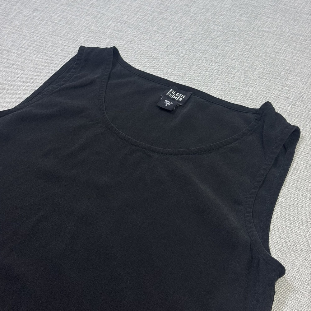 Eileen Fisher Silk Tank Womens Small Black Lightweight Pullover Casual